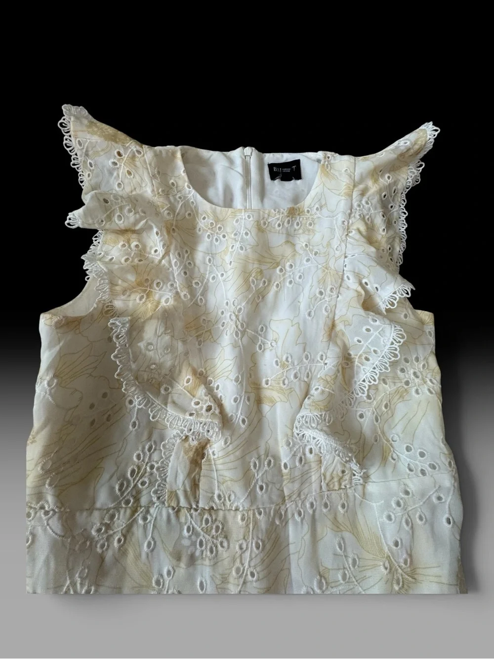 Bardot Junior Australian Designer Cream/Yellow Eyelet Lace Ruffle Dress Coquette